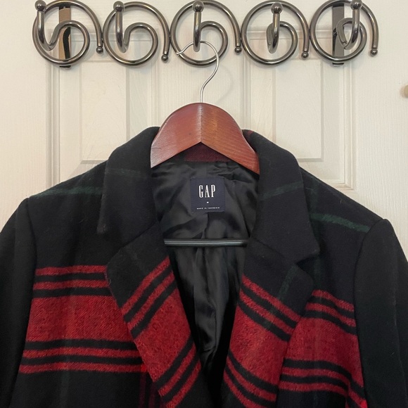 Gap Buffalo Plaid Wool Cable Car Long Peacoat - Picture 7 of 9